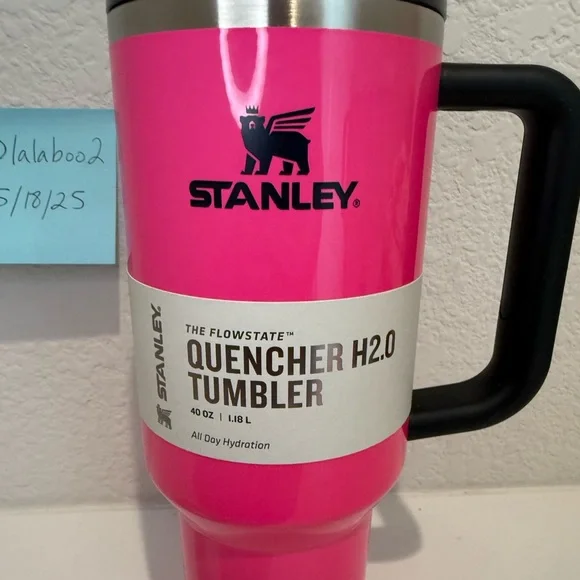 Stanley Electric Pink 40 oz Tumbler Large Water Cup Quencher H2.0 FlowState